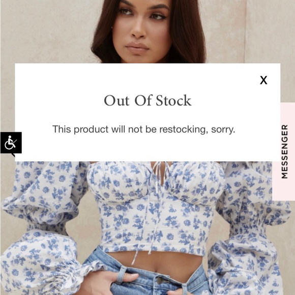 House of CB Tops House Of Cb Millicent Blue Print Bropped Corset